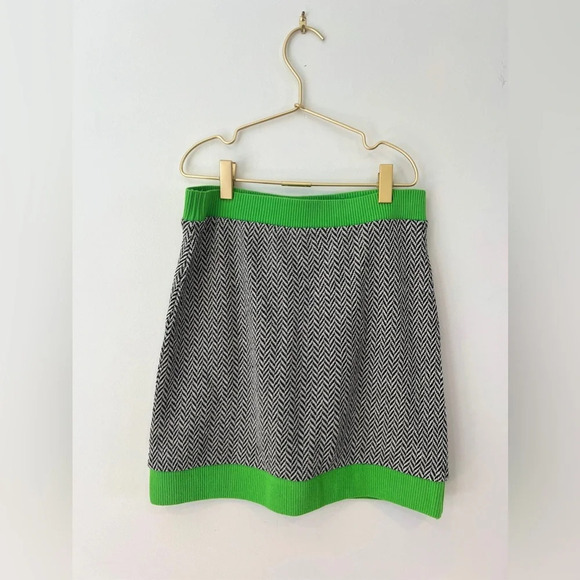 ZARA Woman Mini Knit short short Skirt Jacquard Neon Lime Green Trim  small - Picture 1 of 5